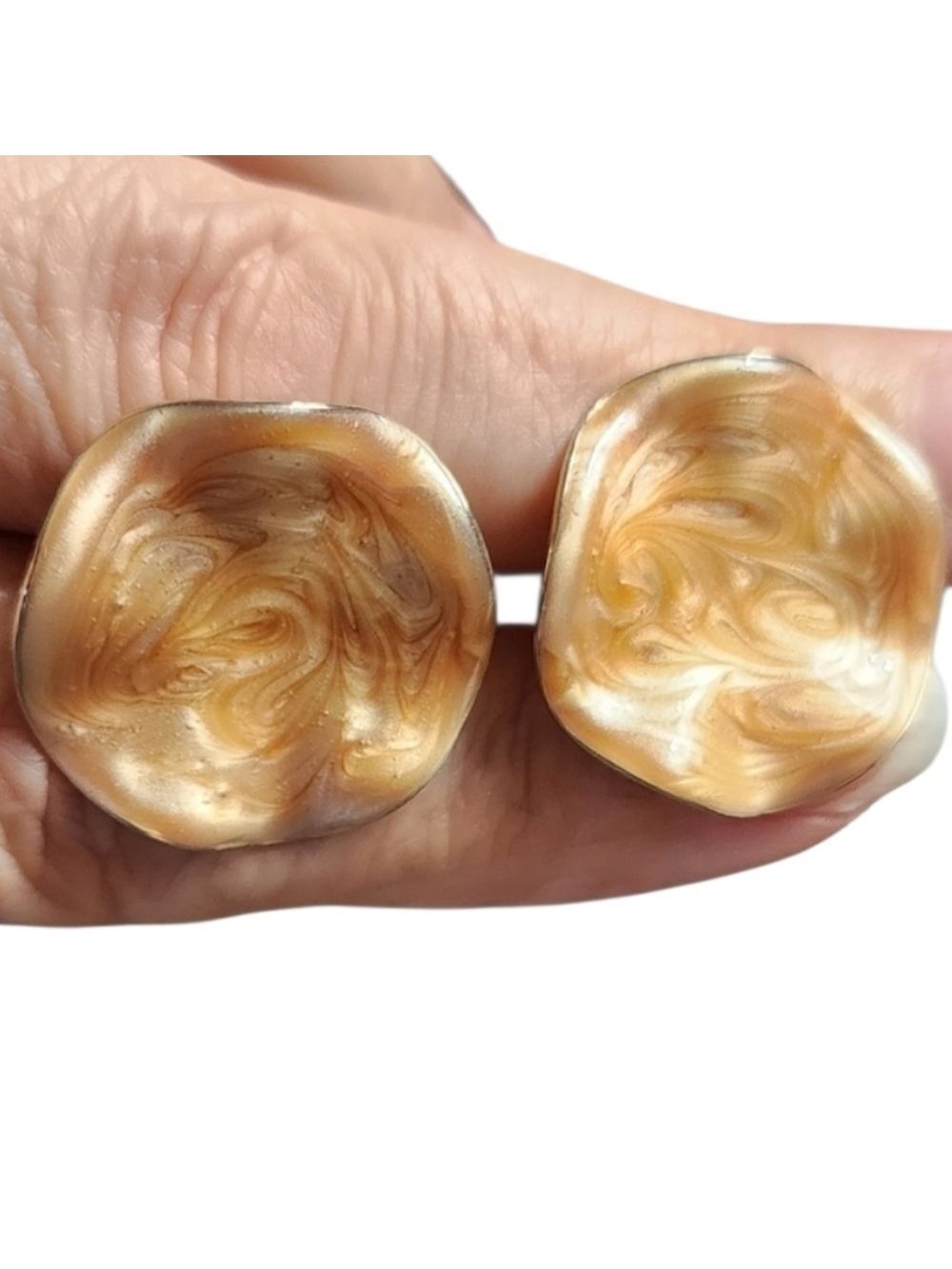 Gold Clip On Earrings Abstract